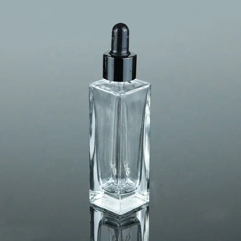 
1 oz 30ml Flat Shoulder Square Serum Dropper Bottle Rectangular Glass Bottle (GSA18) 