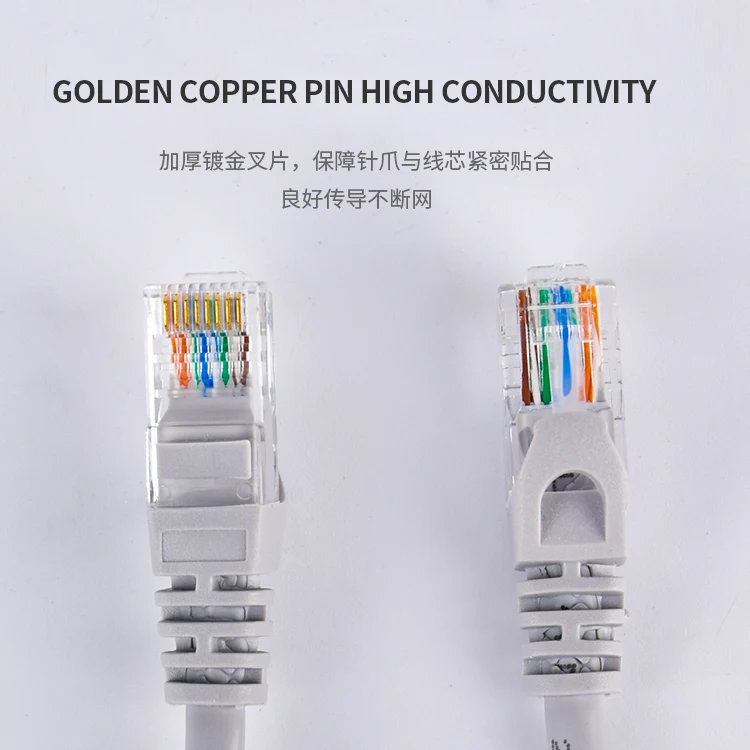 Cat5e UTP Patch Cord 26AWG BC Stranded OFC Copper RJ45 8P8C 100Mbps High Speed Network Patch Cable 1M Grey PVC