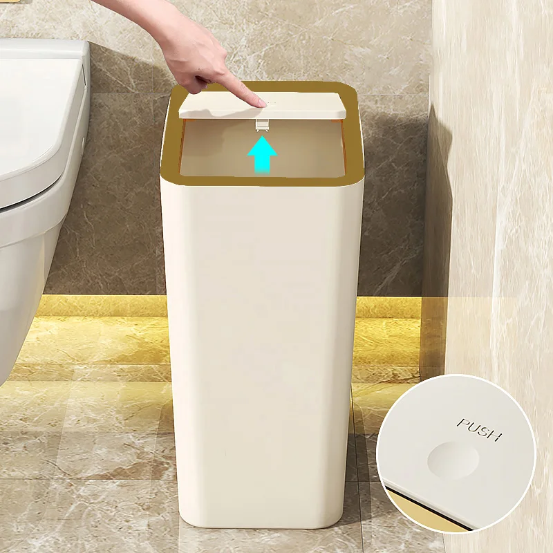 Home Ideas Toilet Bedroom Living Room 10 Liters Plastic Trash Bin Hotel Guest Room Waste Bin Slim Garbage Can With Pressing Lid