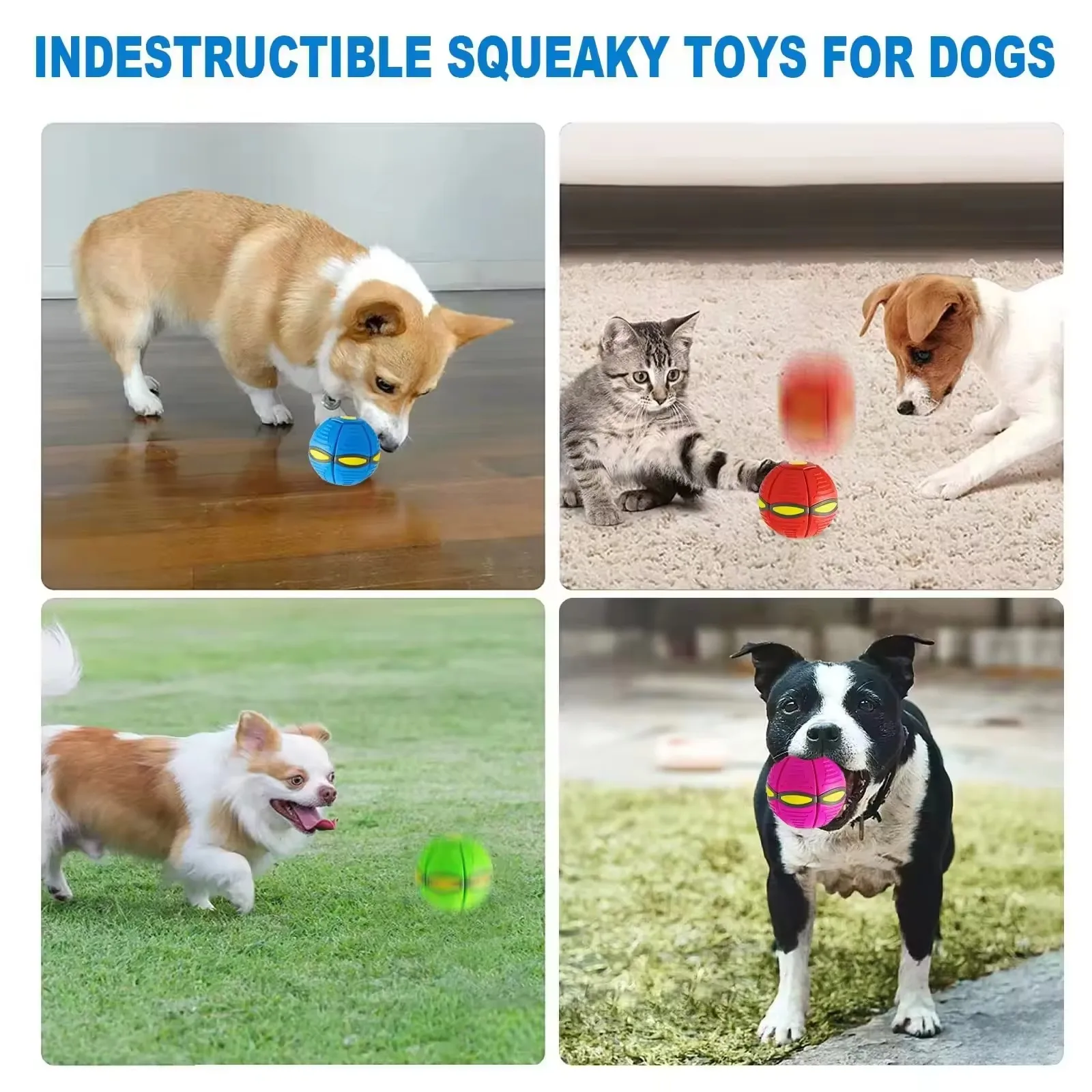 JOYSING Outdoor Interactive Flying Disc Ball Toys for Dogs and Cats with Automatic Rebound and Light Up Dog UFO Ball Toys