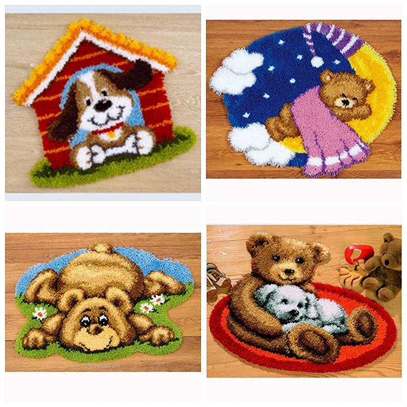 Latch Hook Kit Sewing Craft Home Decorative Embroidery Kit for Kids Adults Beginner, DIY  Carpet Cushion Crocheting Rug