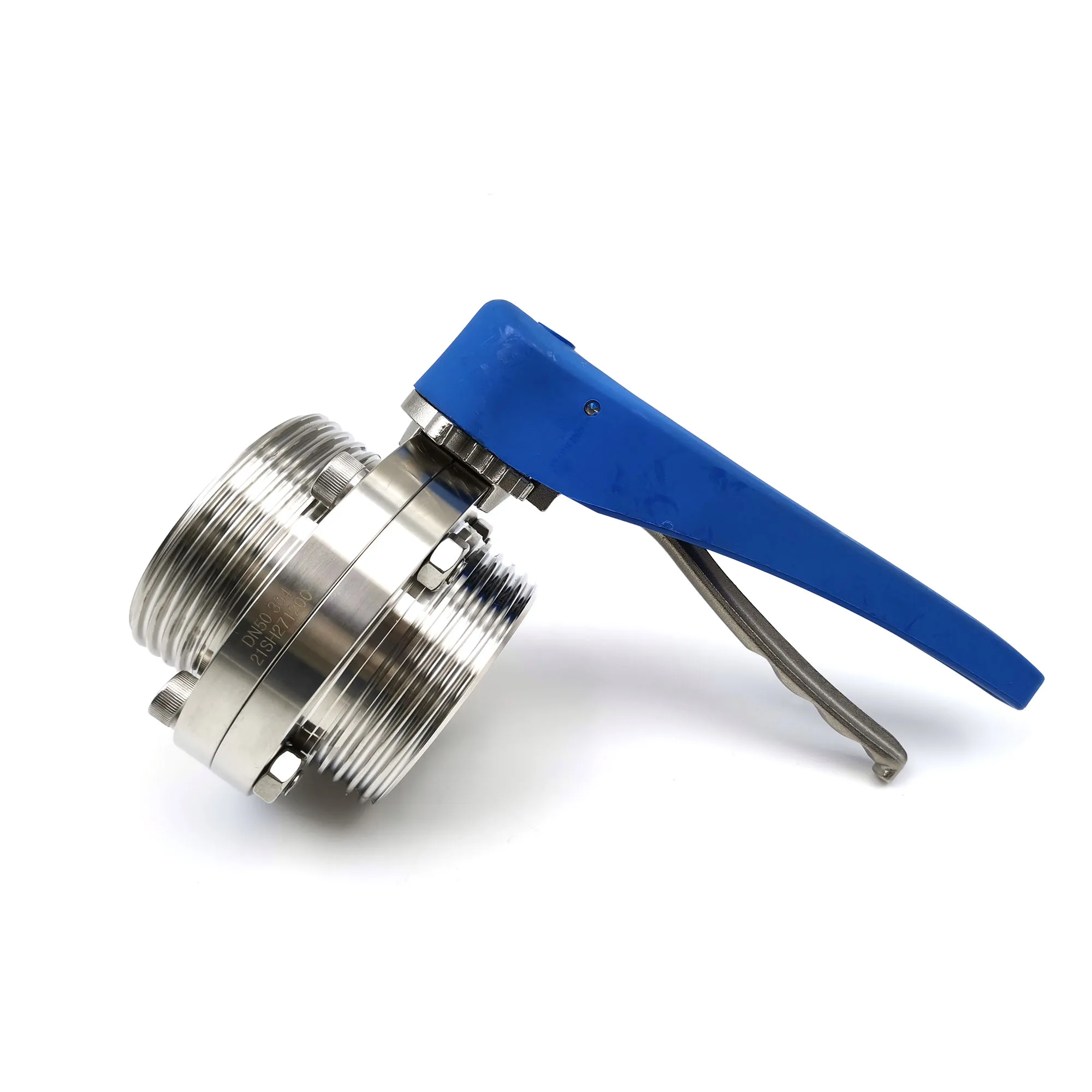 Dairy Stainless Steel RJT Male Thread End butterfly valve with muti-position handle