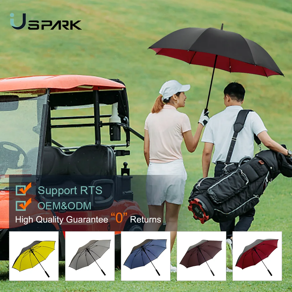 Wholesale Extra Large Windproof Golf Umbrella Automatic Open Double Canopy Sun Rain Umbrella Oversize Stick Umbrellas