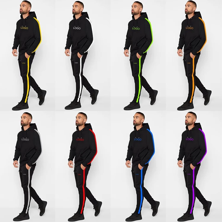 Черный однотонный хлопковый спортивный костюм на заказ, спортивный костюм для бега для мужчин