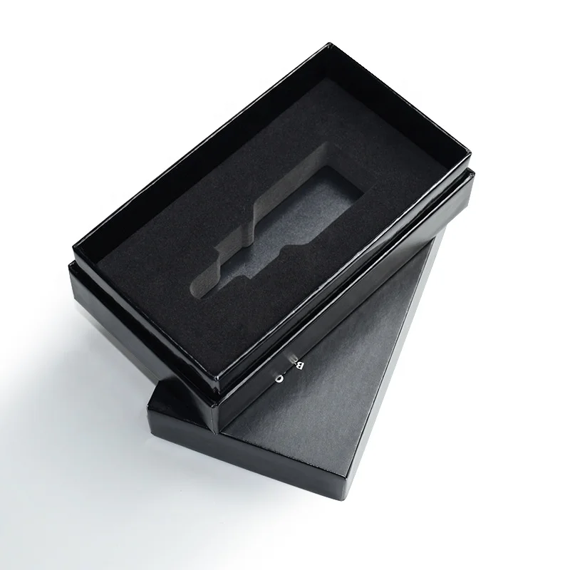 Luxury black soft touch paper cardboard gift box custom skin care box perfume box packaging