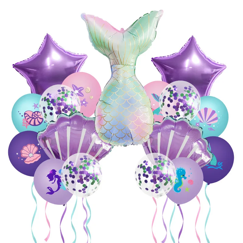 17pcs_lot Mermaid Party Balloons Birthday Party Decorations Kids Baby Shower Decor Helium Globos New Year Balloon 25 Bag Foil