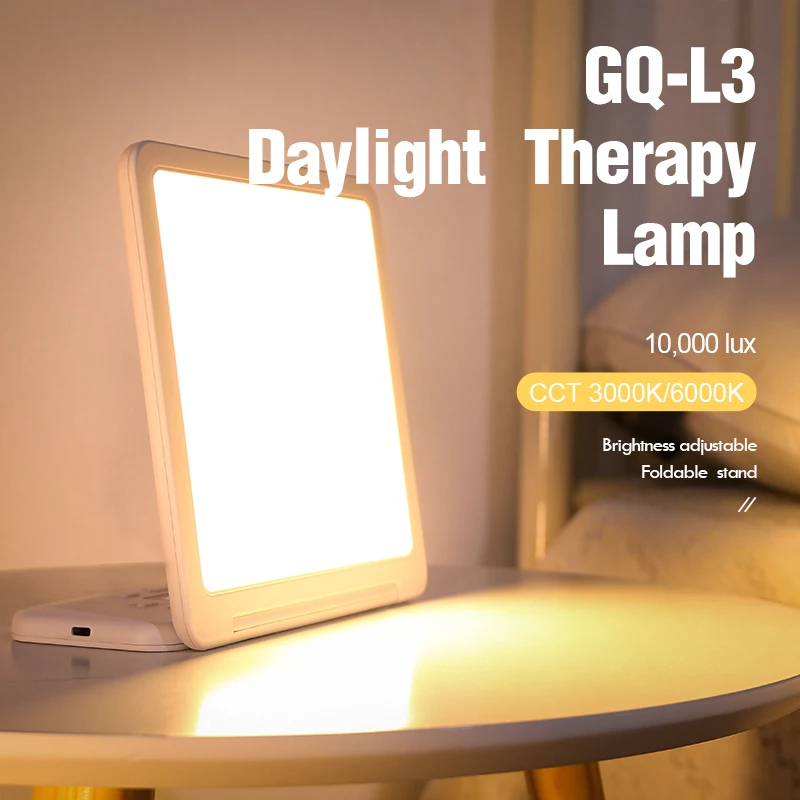 
Light Therapy Lamp UV-Free 10000lux LED Therapy Light with Timer Adjustable Brightness Levels Foldable Stand for a Happy Life 