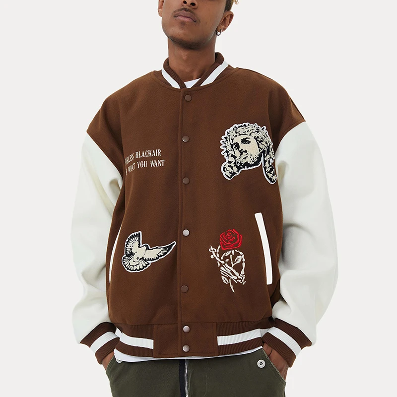 Hot Sale Slim Fit Cotton Letterman Bomber Jacket Men Custom Baseball Varsity Winter Jacket For Men