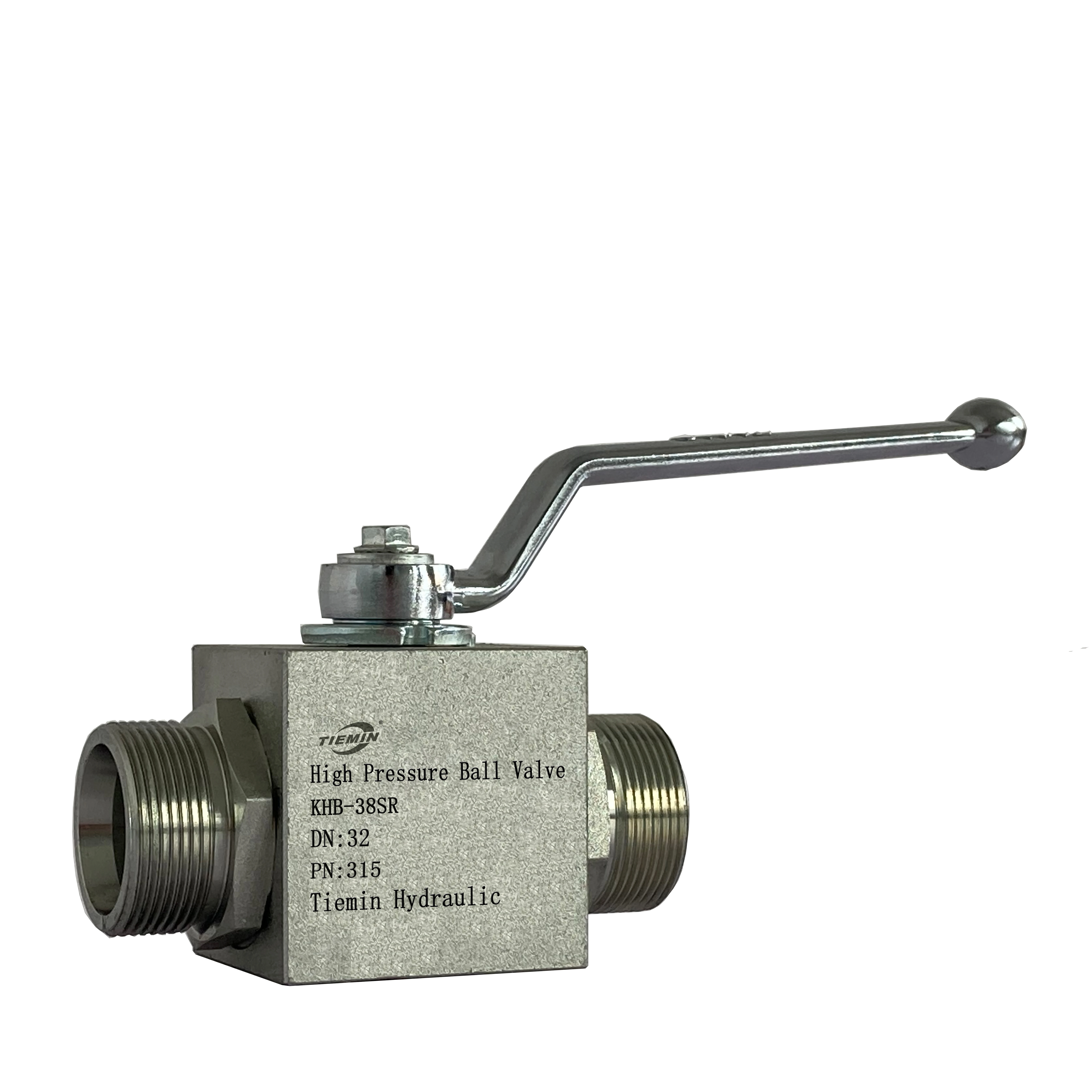 Tiemin Hydraulic Ball Valve KHB-38SR DN:32 PN:315 Carbon Steel White Zinc Plated High Pressure 2 Way Steel