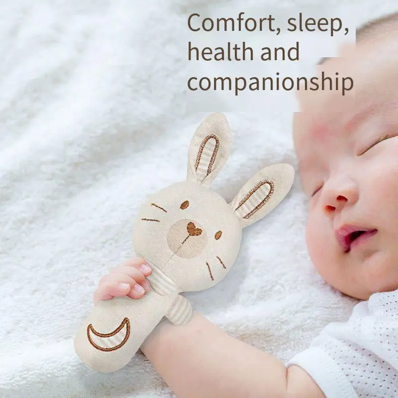 Newborn Baby Wooden Ringing Bell Baby Comfort Toy Rag Doll Rattle Set Early Educational Toy