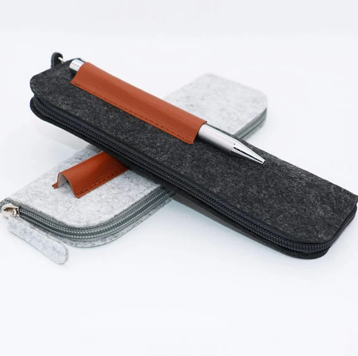 
Hot sale handmade high quality felt pen storage bag felt zipper pencil case 