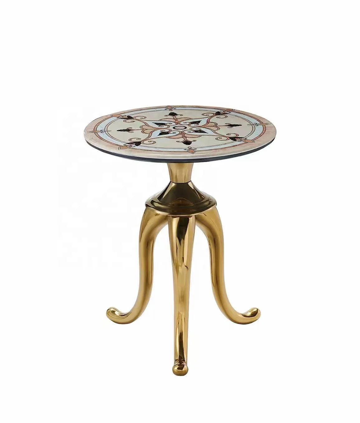 2024 latest European design bright color Turkish living room  furniture  colorful marble top coffee tea movable  side table