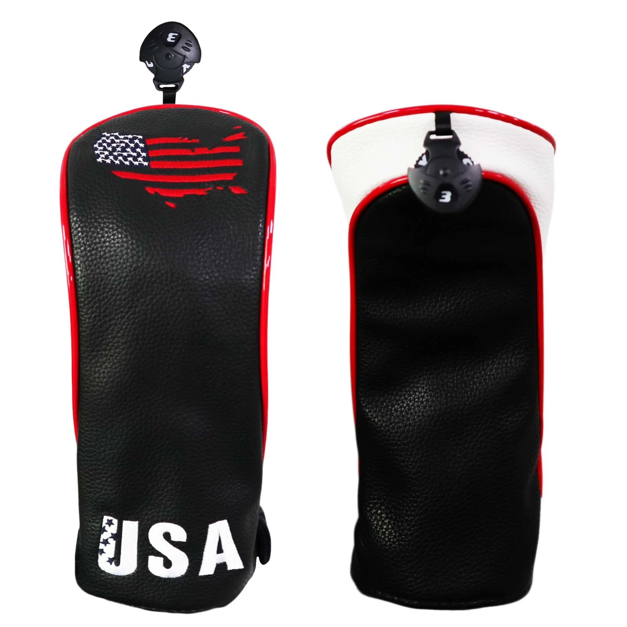 Custom wholesale Golf Wood Cover Wood 1 3 5 Driver Faiway Headcover Black Golf Wood Club Head Covers