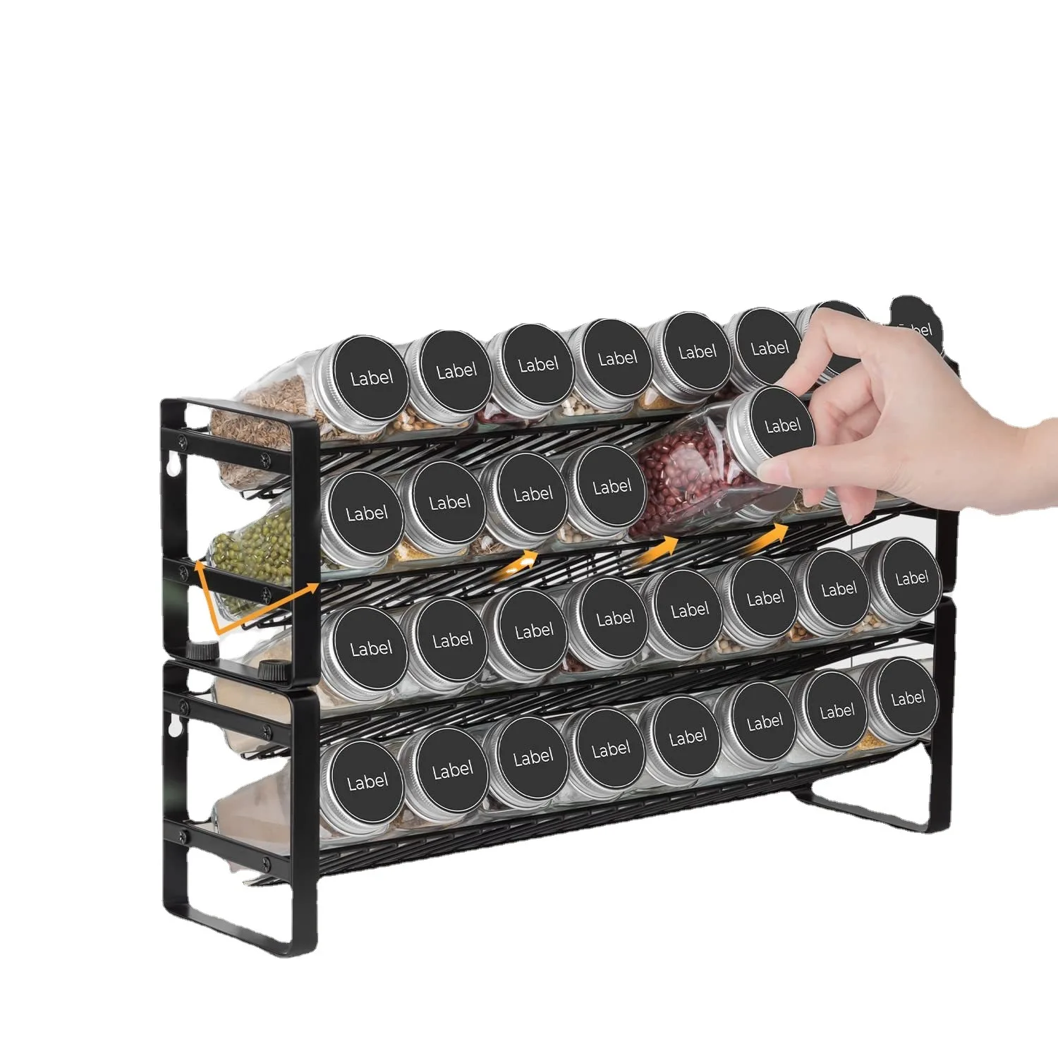 Large Capacity Multi-Function 4 Tier Spice Storage Rack Kitchen Seasoning Spice Organizer Shelf metal display rack