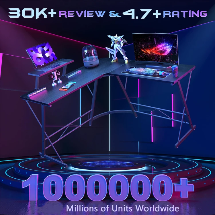 Home Office Study Gaming Schreibtisch Escritorio Computer Laptop Working L-Shaped Corner Desk Gaming Table with Monitor Stand