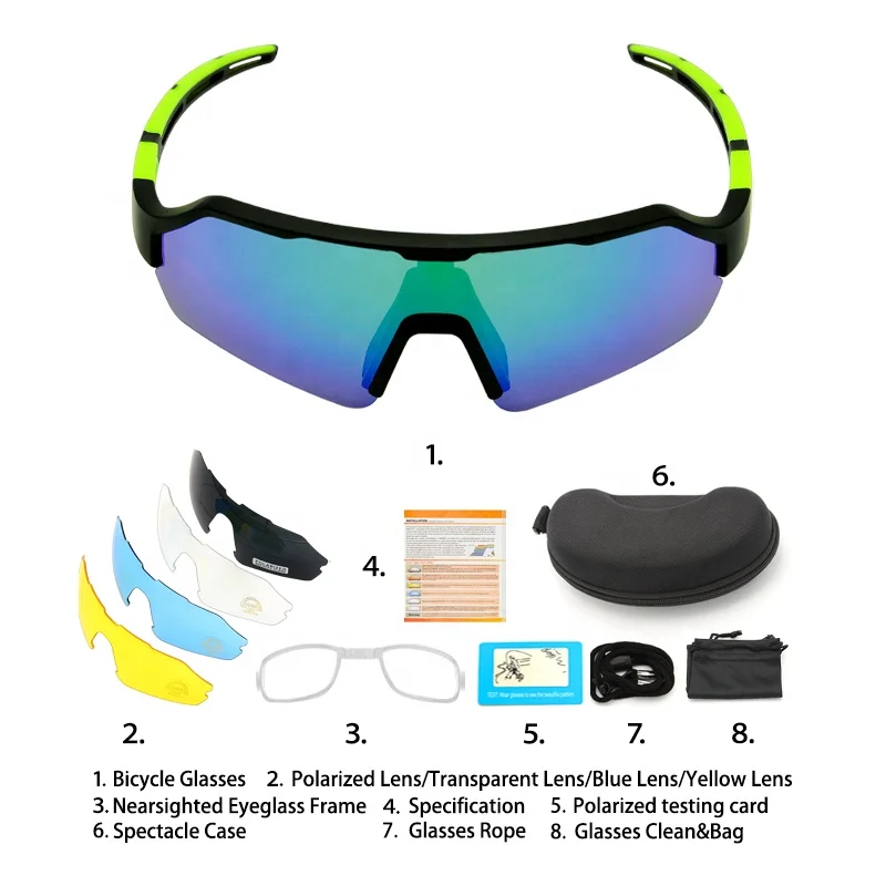 OEM 100% UV Blocking for Men and Women Matte Bike Sunglasses With 5 Lenses Polarized Cycling Sun glasses