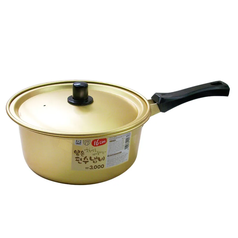 Korean Yellow Aluminum Stockpot Ramen Noodle Pot Instant Korean Fast Heating Ramen Cooking Pot With Lid For Kitchen Cookware