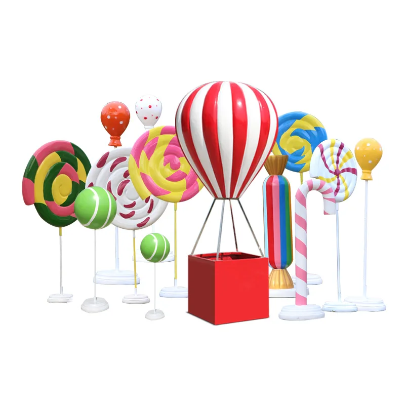 fiberglass giant melting  candy cane lollipop sculpture decorations for kids play land