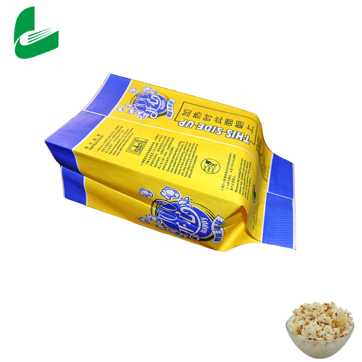 Huafeng kraft grade packaging clear custom print paper food microwave  popcorn bags