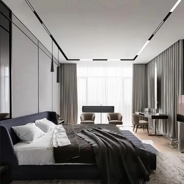 Magnetic track light 48V surface mounted concealed grille light embedded household living room track spotlight