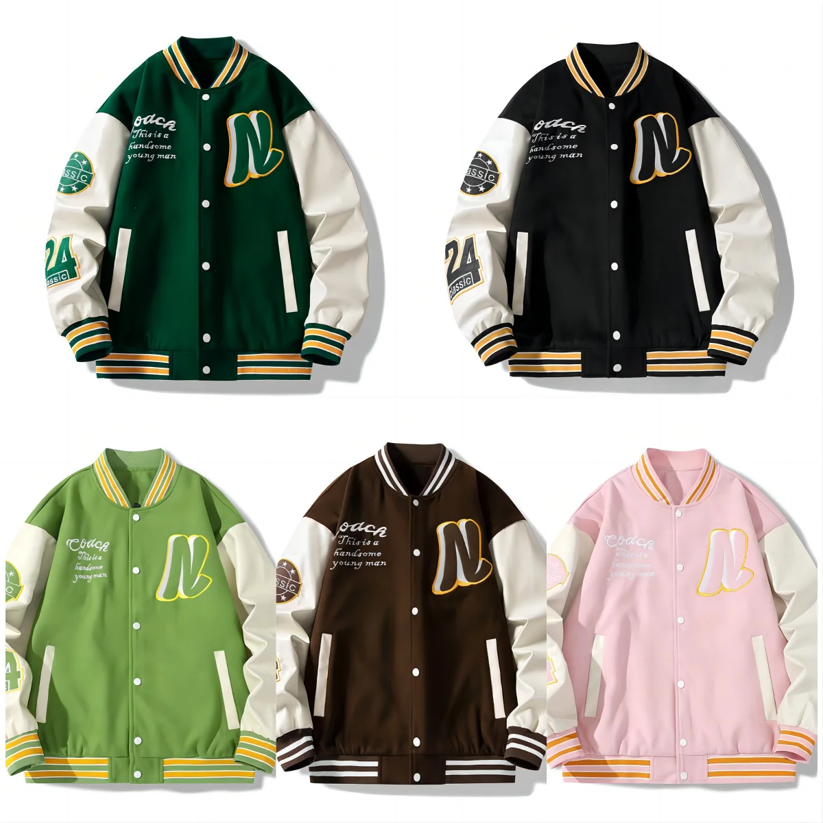 2024 Spring Hot Selling New Baseball Jacket Sportswear Trendy Letter Print  Couples Casual Jacket For Men