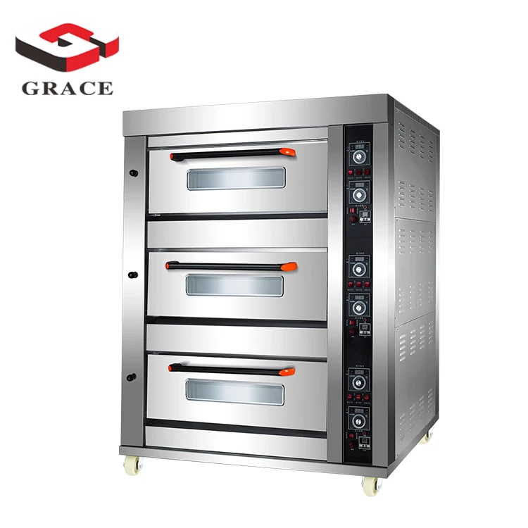 Commercial Big Capacity Electric and Gas Oven 3 Deck 6 Tray Gas Oven Bread Baking