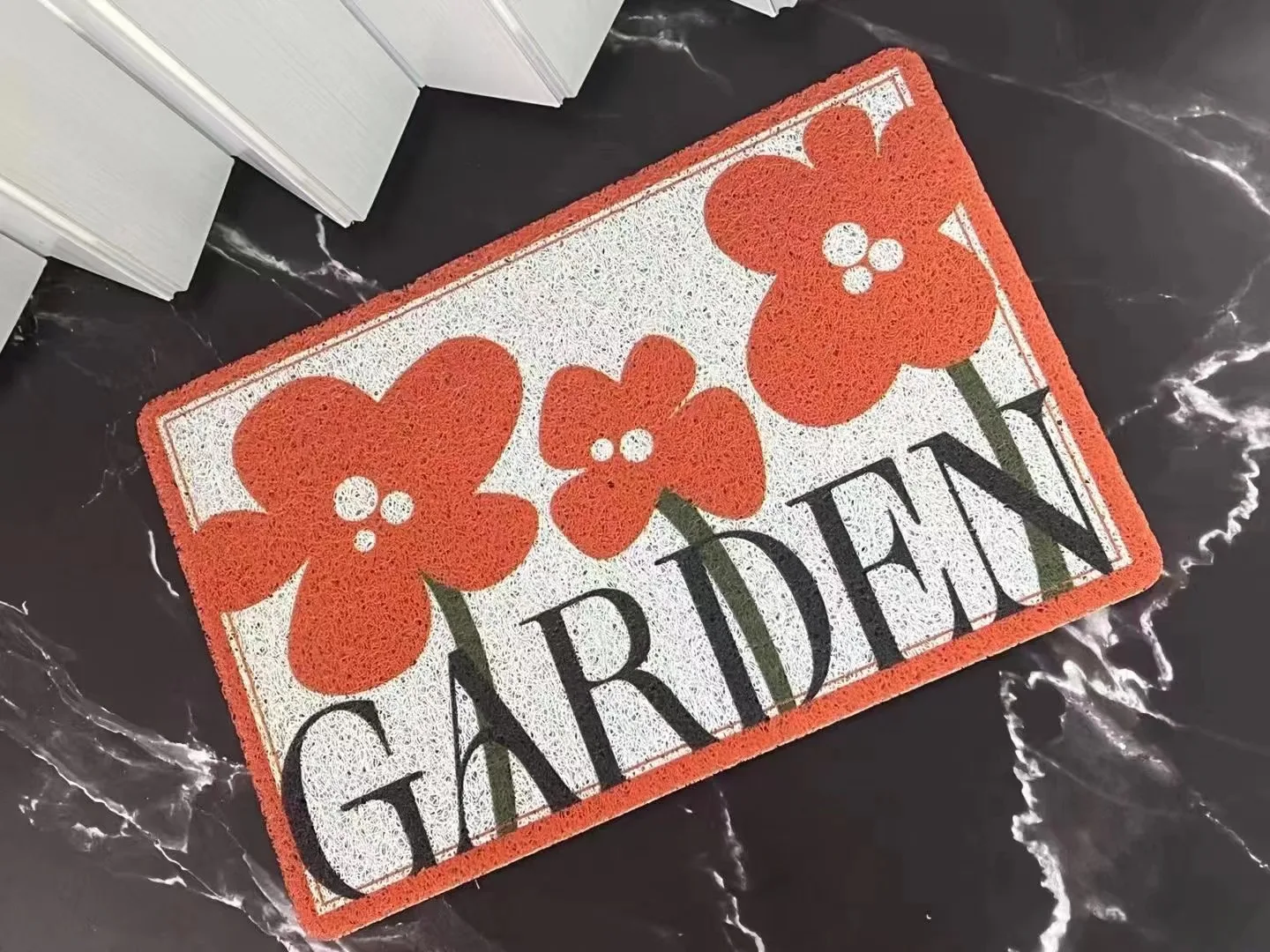 Custom Heavy Commercial Door Mat Rubber 3d Printed Flower  Pvc Coil Door Mat