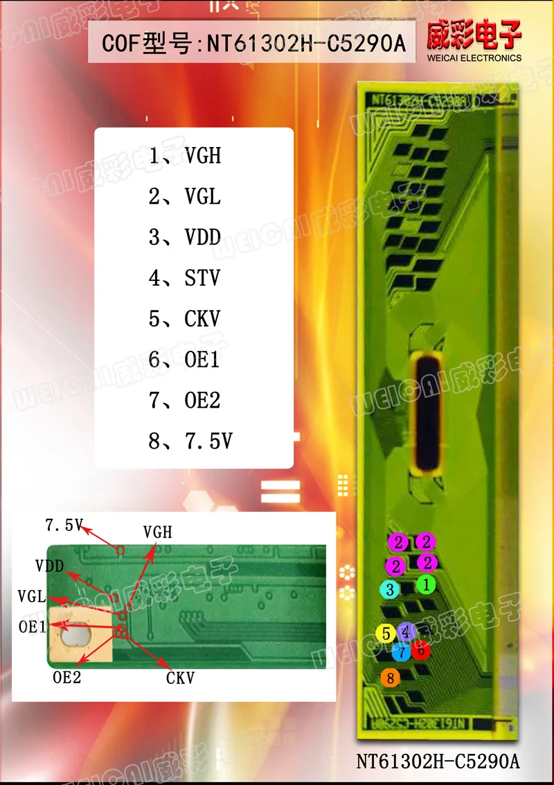 Signal Definition Diagram for screen panel repair machine fly line jump line cof data sheet book technical sharing ic repair