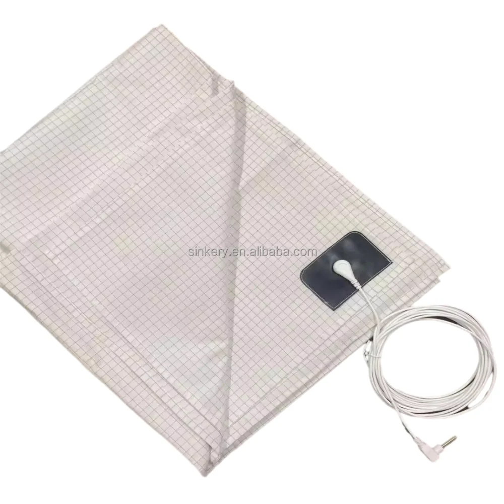 EMF RF Shielding Conductive Fabric Silver Fiber Cotton Plaid Woven Grounding Bed Sheet For Efficient Sleep