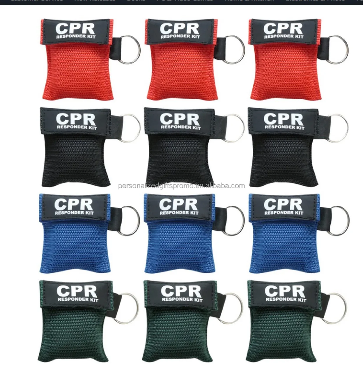 Disposable CPR face breathing masks a nylon pouches with key ring Books- Health  First Aid Disposable CPR Face Shield Masks