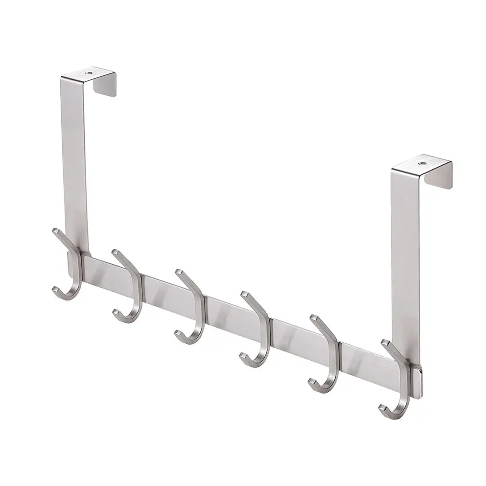 
Over the Door Hook Horizontal 12 Hook Rack Hanger Towel Clothing Hanger Stainless Steel Storage Hooks 