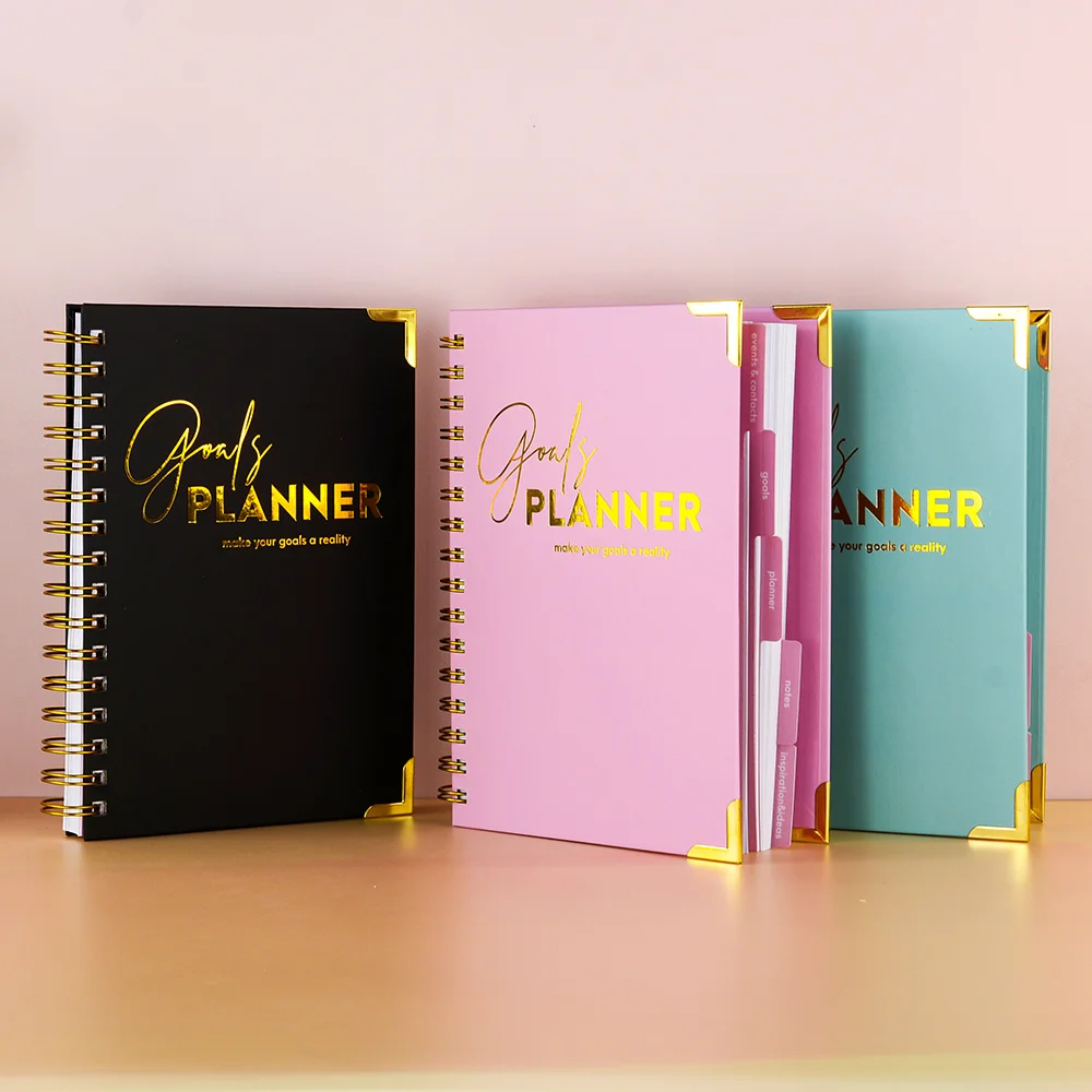 Pink 2025 planner Spiral Hardcover Undated Weekly Goals Planner Agenda Planner Journal Notebooks