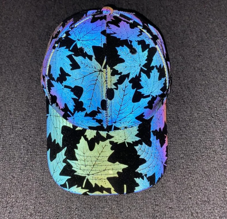 high visibility safety unstructured rainbow color printing reflective hat washable fluorescent hunting reflect sunscreen hats