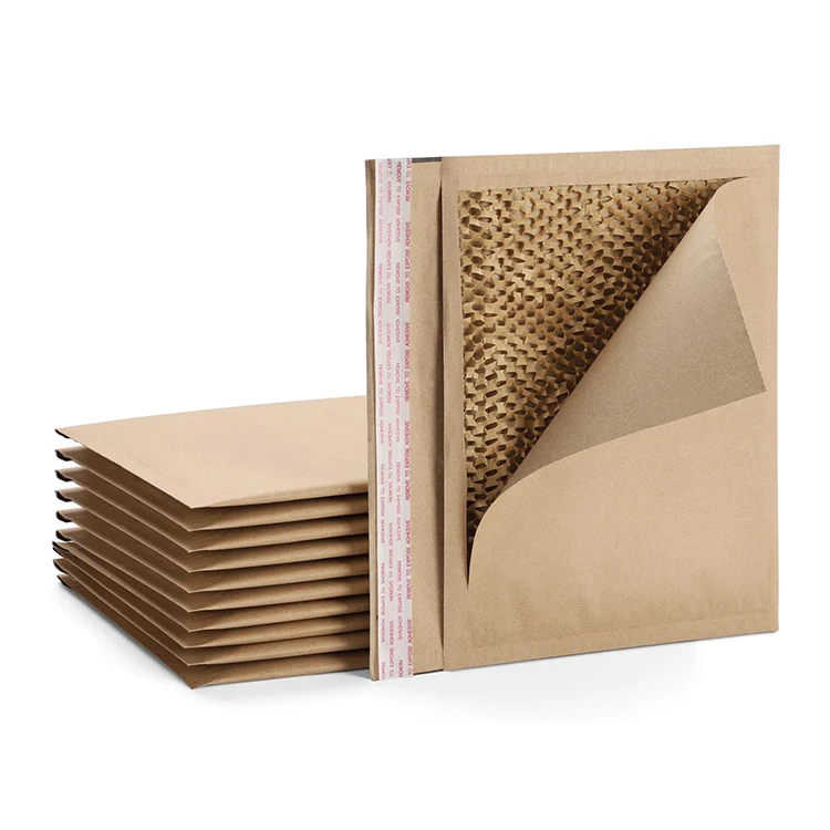 Honeycomb Cushion Courier Mailer Shipping Mailing Bags Eco Friendly Compostable Corrugated Kraft Paper Padded Bubble Envelopes