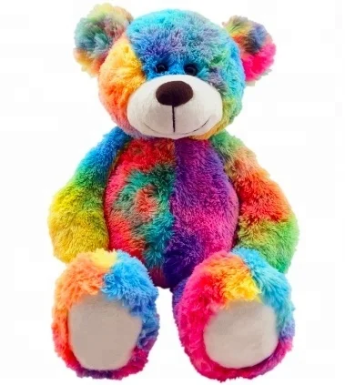 Plush colorful bear big teddy bear doll soft stuffed rainbow bear toys