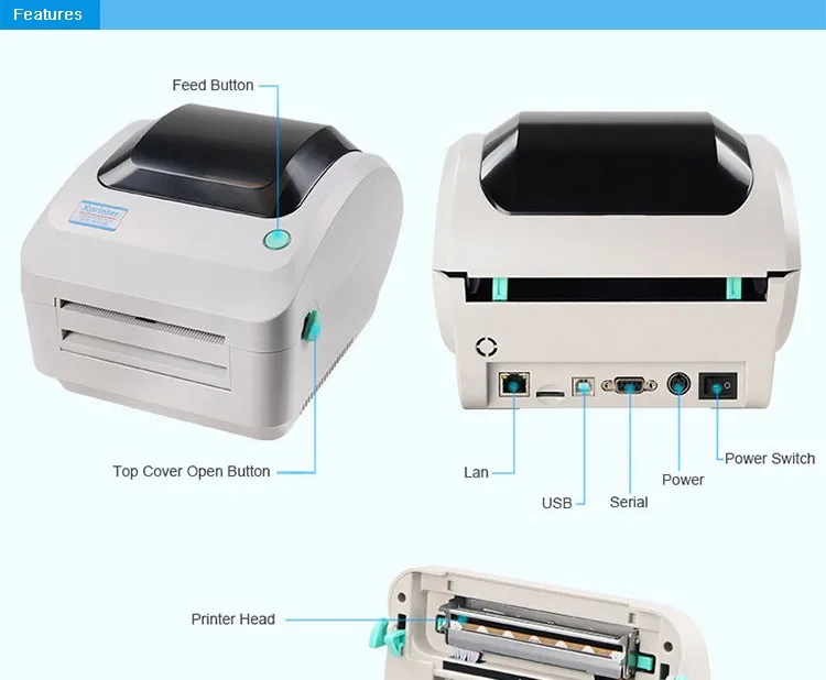 Xprinter 4-дюймовый термопринтер qr для супермаркета изготовитель этикеток принтер