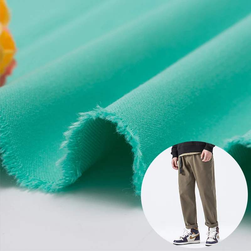 260gsm cotton spandex Carbon abrasive spun stretch satin material fabric for men pants