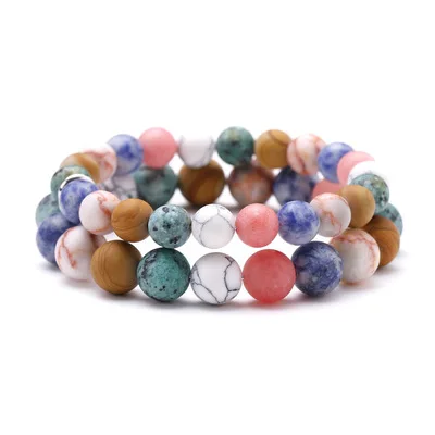  Special Design Fashion Healing Colored Natural Matte Stone Bracelets White Turquoise For Women