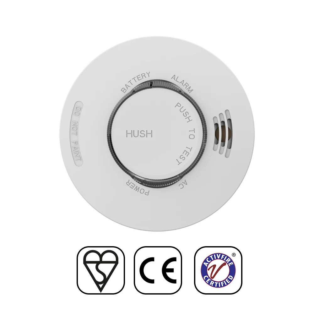 Ac 220v Main Power Dc 9v Backup Battery With Wired And Rf Interconnection Photoelectric Smoke Alarm