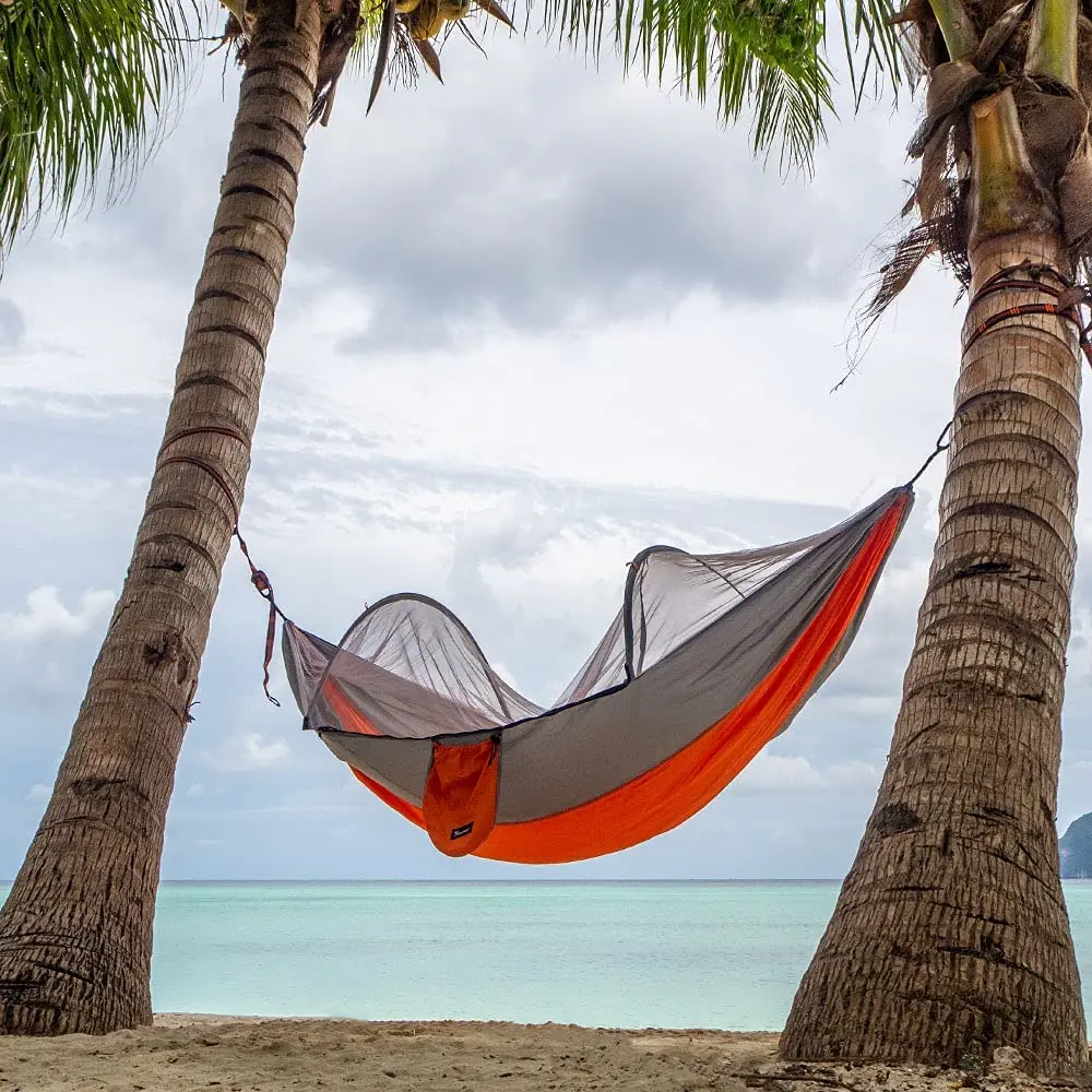 Outdoor Camping Pop-up Mosquito net hammock with glass fiber poles Lightweight Portable parachute nylon Mosquito Net hammock