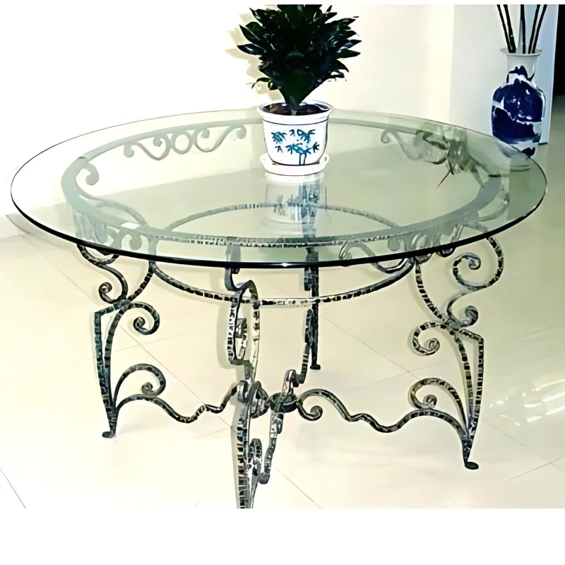 Vintage Wrought Iron Table And Chair Set For Home Indoor Outdoor Garden Furniture Set Open Rooftop Hotel And Restaurant