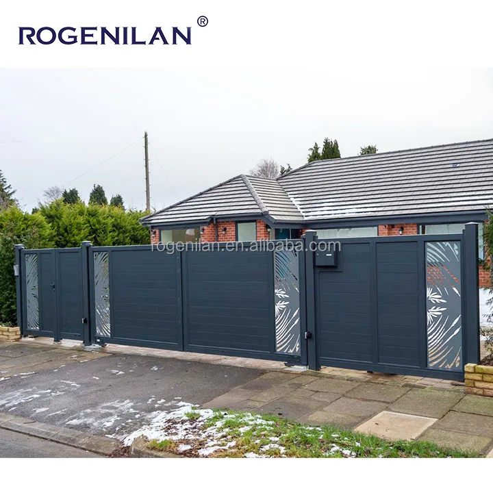 Garden Security System Sliding gate customized  way easy maintenance aluminum gate