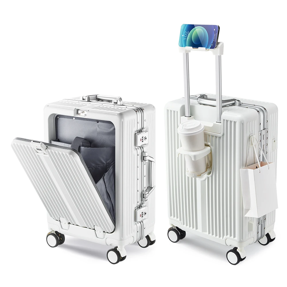 Large Capacity PC Carry-on Luggage Aluminium Frame Travel Bags 20 Inches 24 Inches Multifunctional Luggage