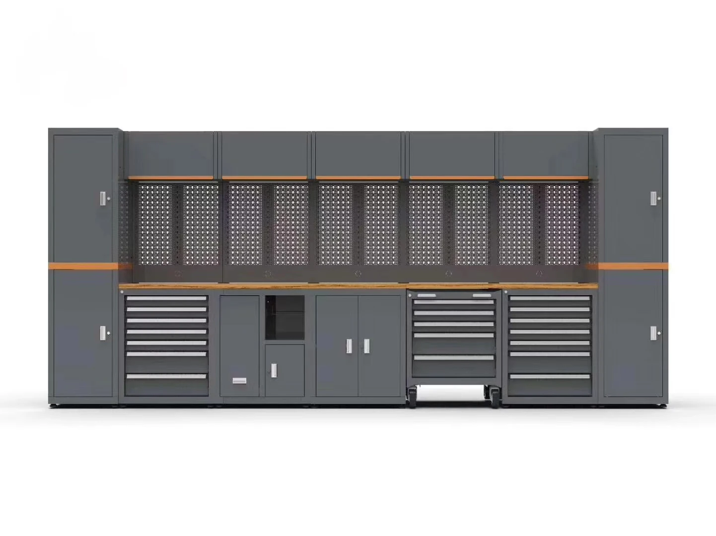 9 Units Combination Workbench Workshop Tool Storage Tabletop Workstation Assembly Worktable with Sliding Organizer Drawer