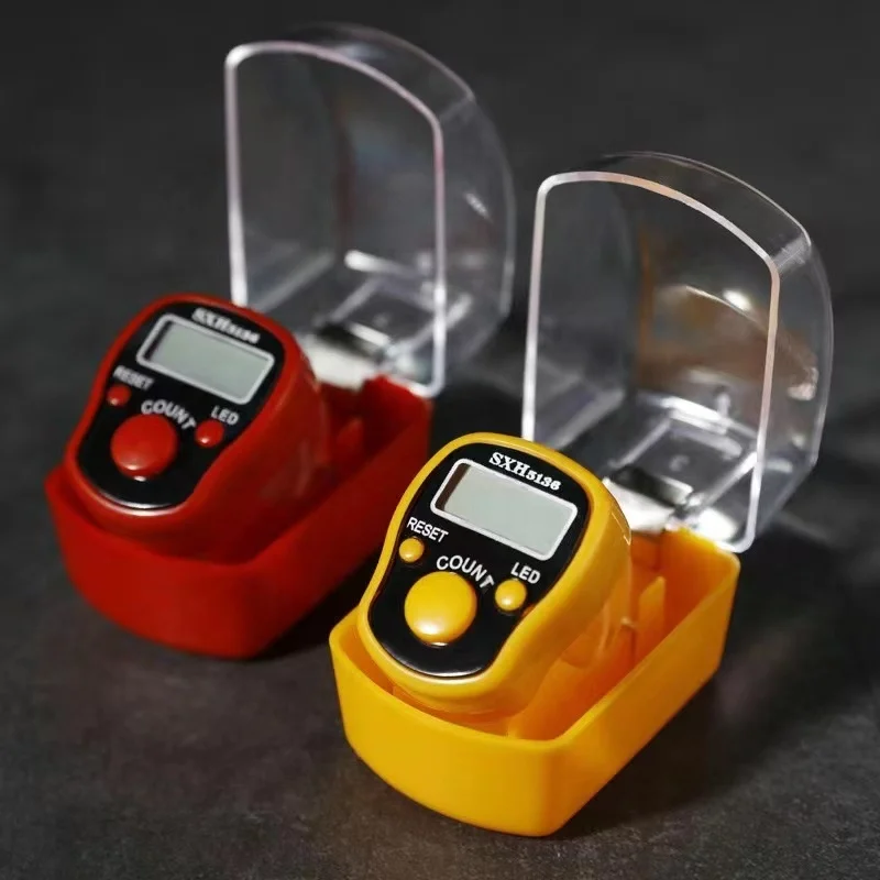 Johold LED Light Finger Counter Ringing Tally Counter Stitch Marker Sewing Knitting Electronic Resettable Digital Counter