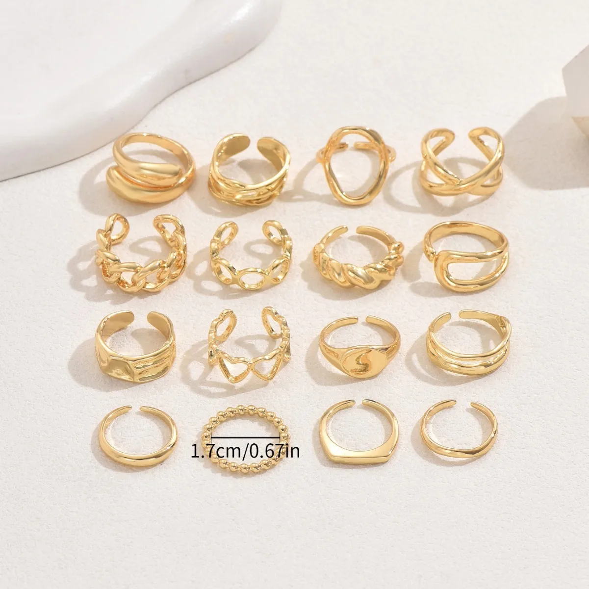 Light luxury lady love design open ring personality niche design ring set