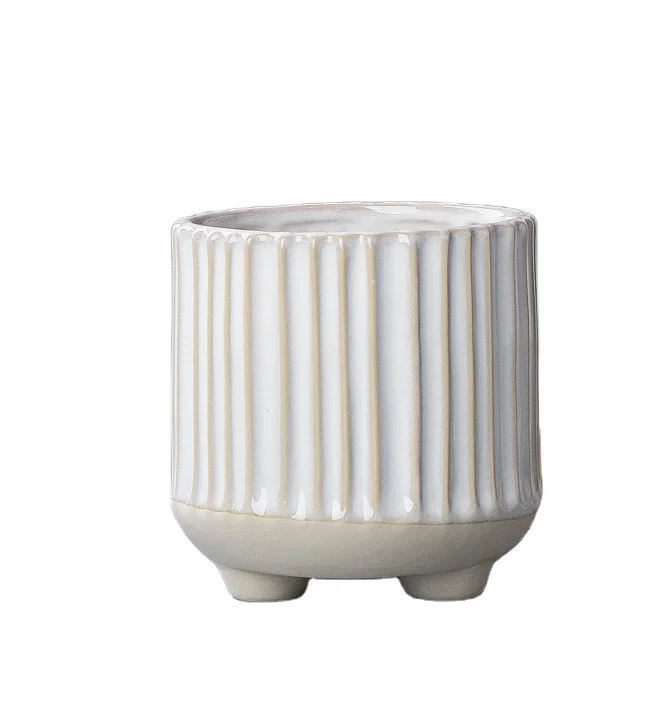 Customized Indoor Modern Simple Ceramic Flower Plant Pot Glazed Pot For Home Decoration