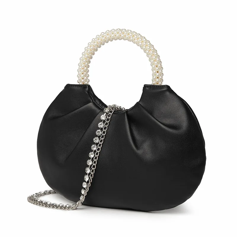 Trend cloud bag folds new pearl ring handbag shoulder messenger bag chain female bag