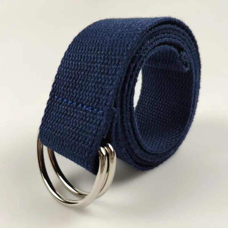 3.8cm Double D Ring Buckle Cheap Price Polyester Cotton Woven Web Casual Canvas Fabric Belt for Woman Kids  Training Accessories