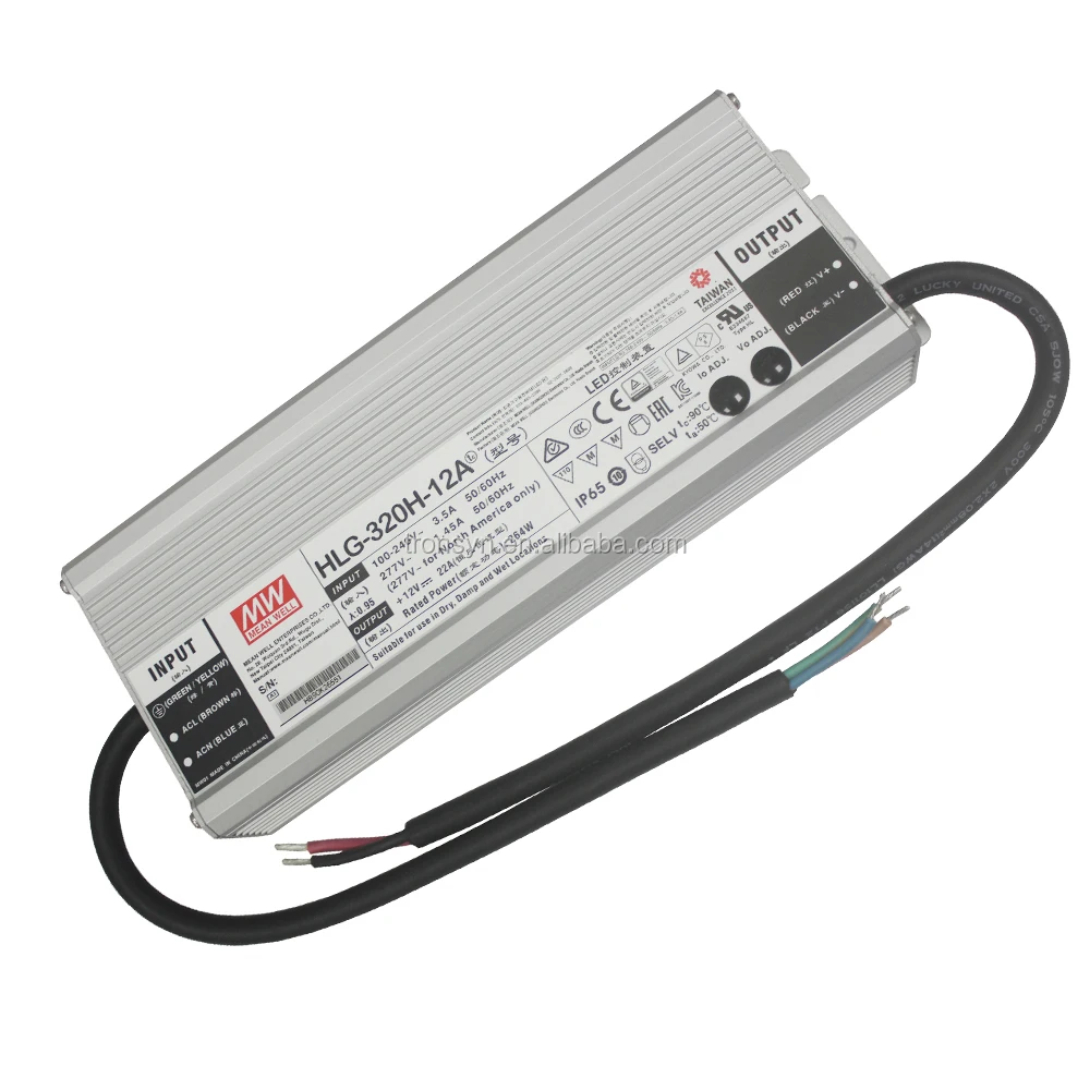 Meanwell Authorized HLG-320H-12A 320W 12V PWM Dimmable IP67 Waterproof Constant Current LED Driver